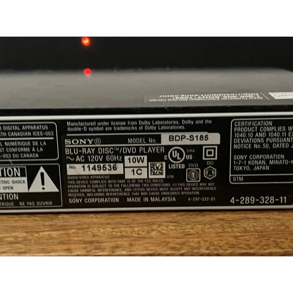Sony BDP-S185 Blu-ray Disc DVD Player Full HD HDMI Black WORKING Cosmetic Crack